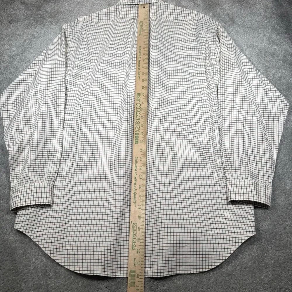 Vintage Polo Ralph Lauren Blaire Shirt Mens L Ivory Plaid Long Sleeve Pocket 90s